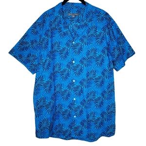 Slate & Stone Men's Size XL Blue Palm Print Buttoned Short Sleeve Hawaiian Shirt